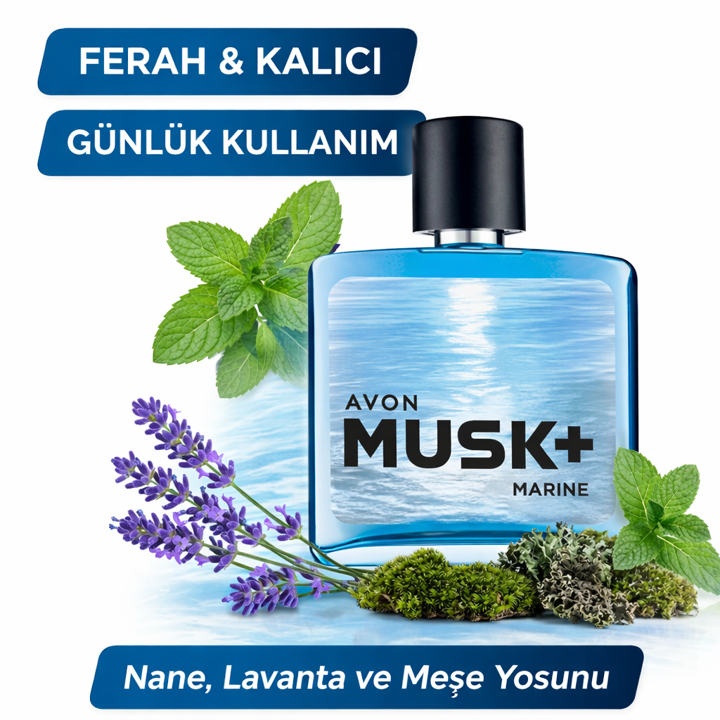 Avon Musk Marine EDT Erkek Parfüm 75 ml Ferah Odunsu Kalıcı Koku - Görsel 3