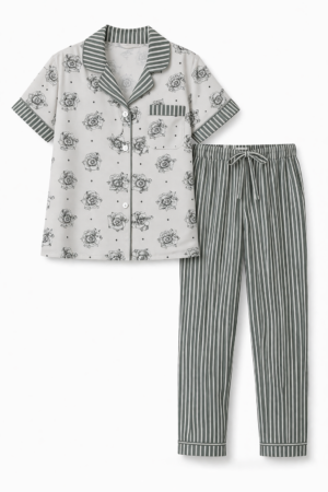 Dowry Flz 429 Kadın Pijama Takımı Yeşil S Beden Kısa Kollu Rahat