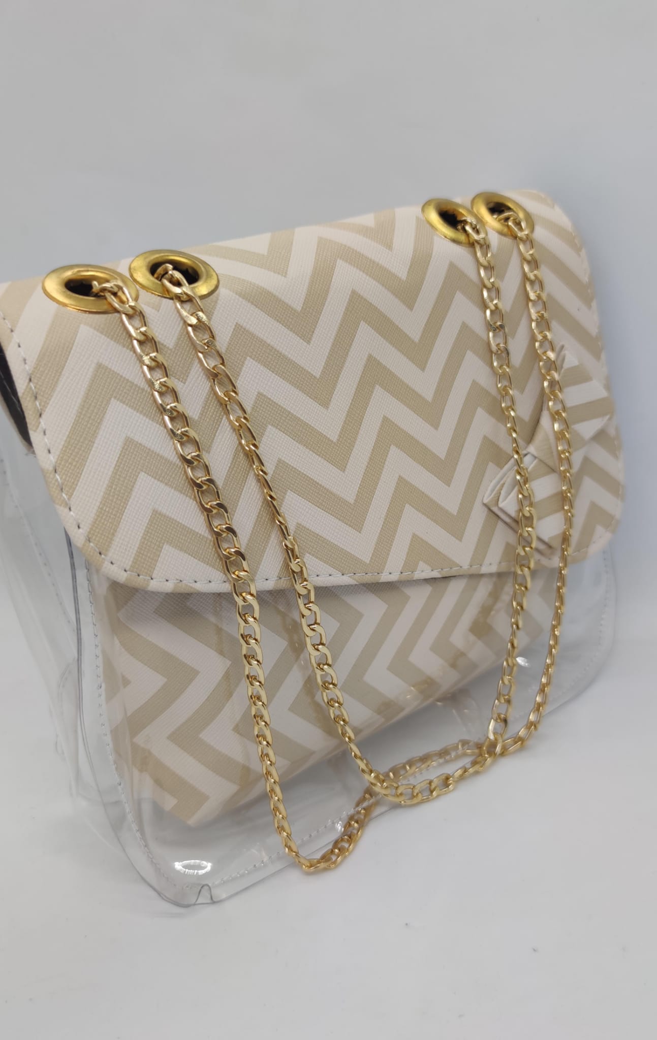 şeffaf ikili kadın çanta vizon renkli zincir askılı trend yazlık omuz çantası