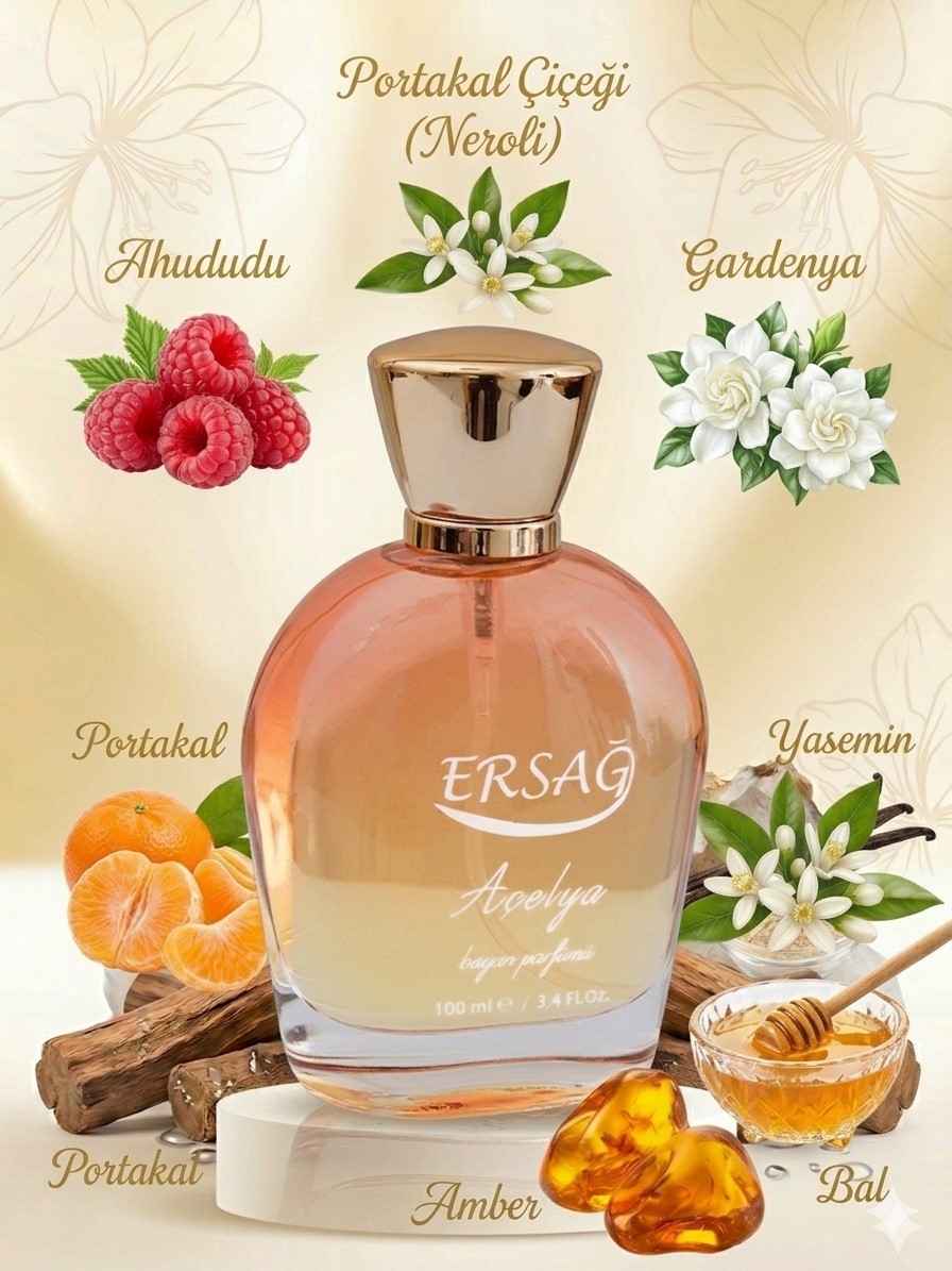 ersağ açelya alkolsüz kadın parfümü 100 ml meyvemsi çiçeksi hafif koku