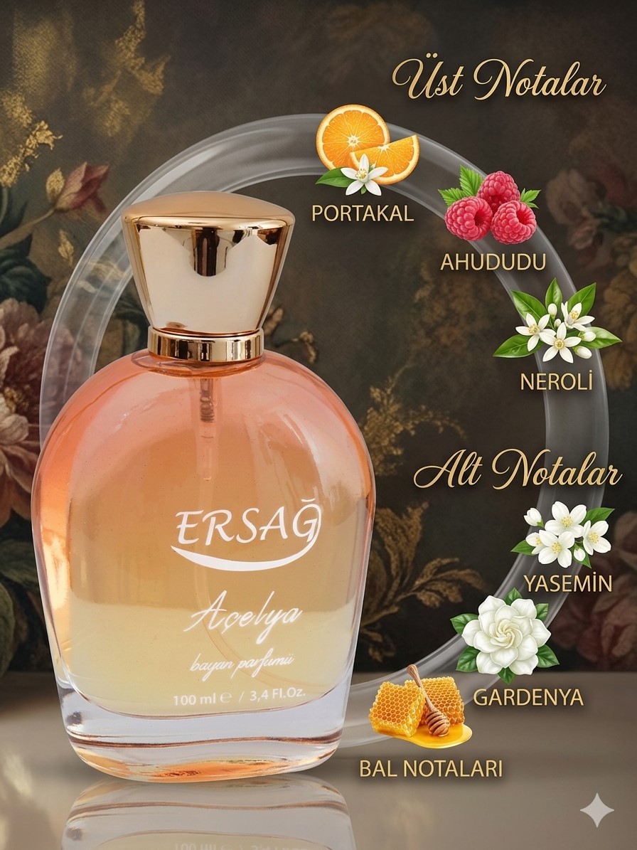 ersağ açelya alkolsüz kadın parfümü 100 ml meyvemsi çiçeksi hafif koku