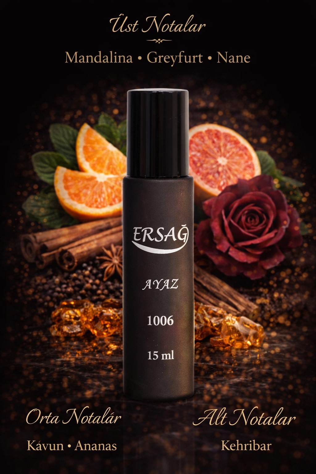 ersağ ayaz erkek parfümü edt 15 ml narenciye baharatlı ferah erkek kokusu