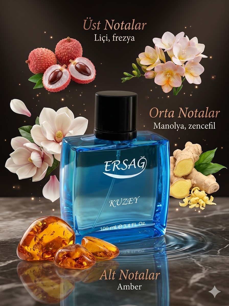 ersağ kuzey erkek parfümü edt 100 ml ferah amber modern erkek kokusu