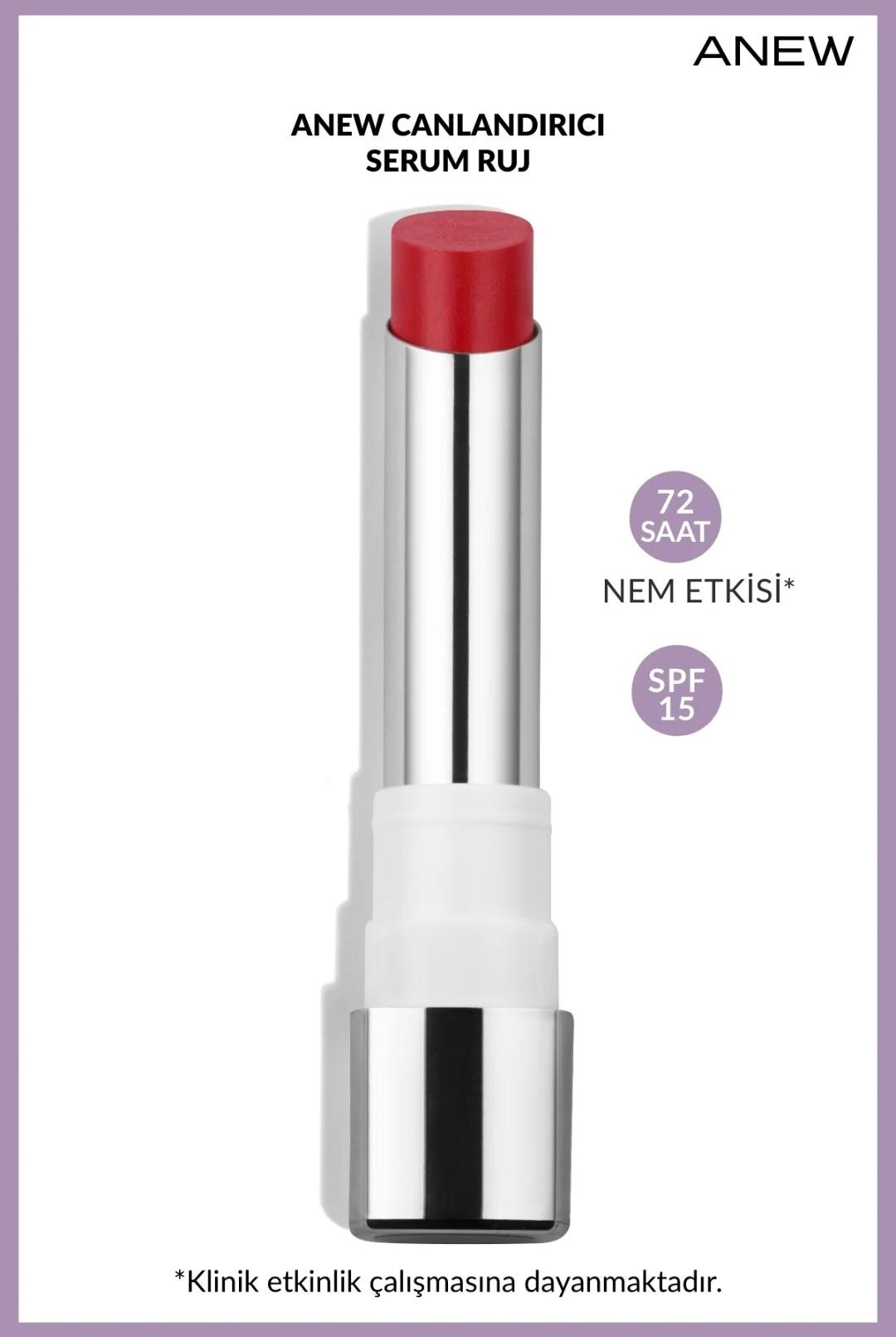 Avon Anew Canlandırıcı Serum Ruj Awakening Coral mercan tonunda parlak bitişli nemlendirici dudak ruju