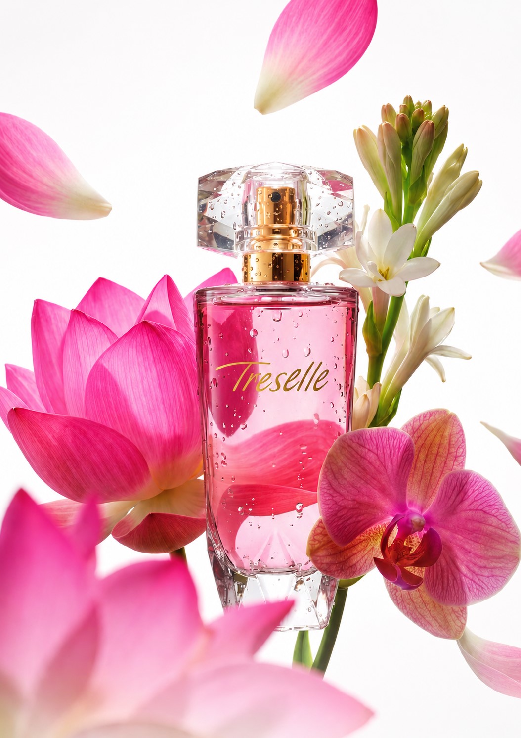 Avon Treselle EDP kadın parfümü, lotus çiçeği, orkide ve sümbülteber notalarına sahip çiçeksi ve feminen koku.