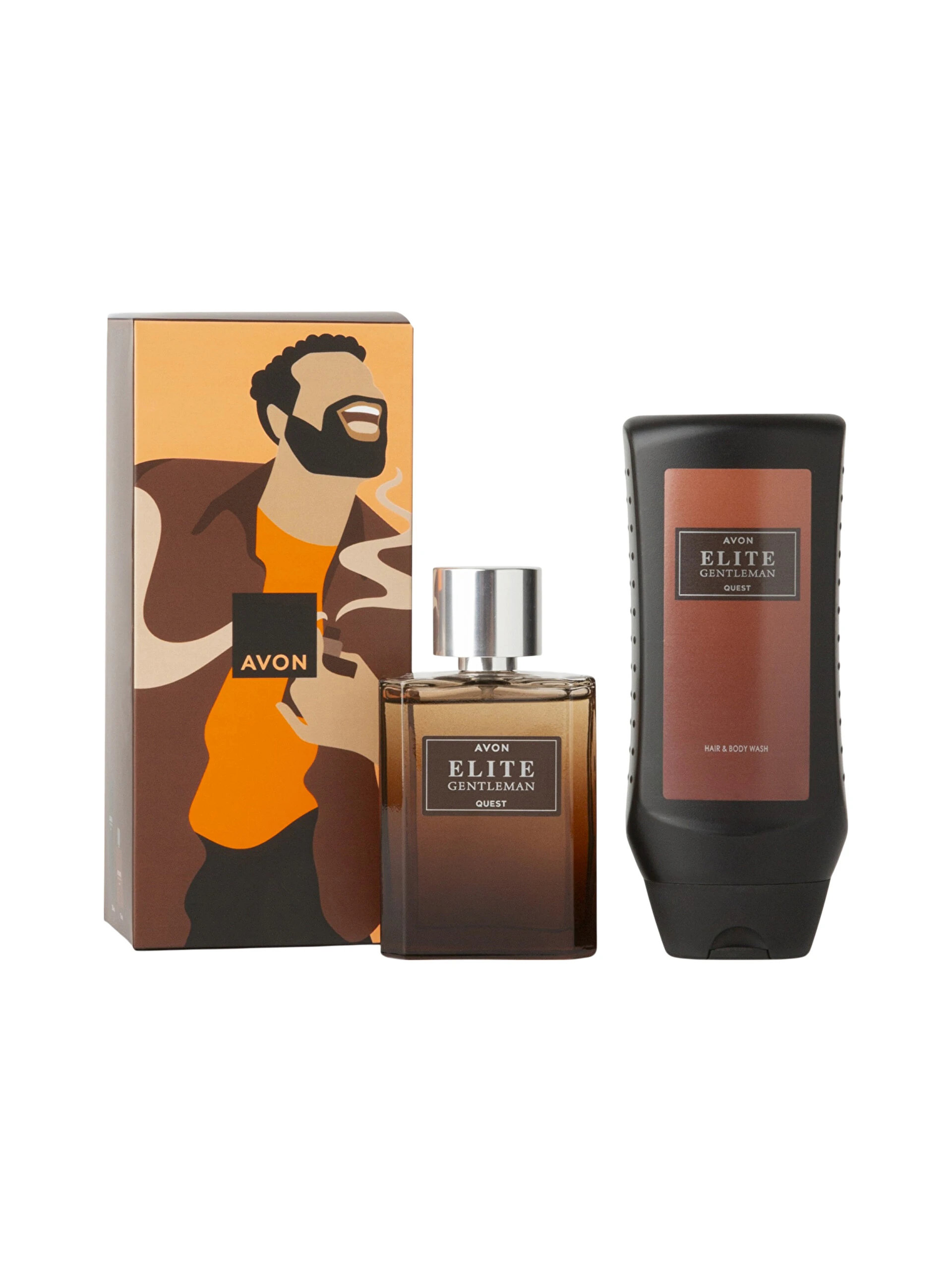 Avon Elite Gentleman Quest erkek parfüm ve şampuan hediye seti 75 ml EDT parfüm ve 250 ml saç vücut şampuanı